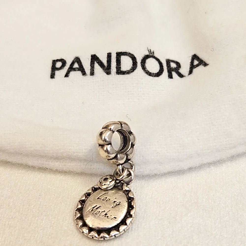 🔥Pandora 925 Sterling Silver Loving Mother Dangle Charm & Flower Bead